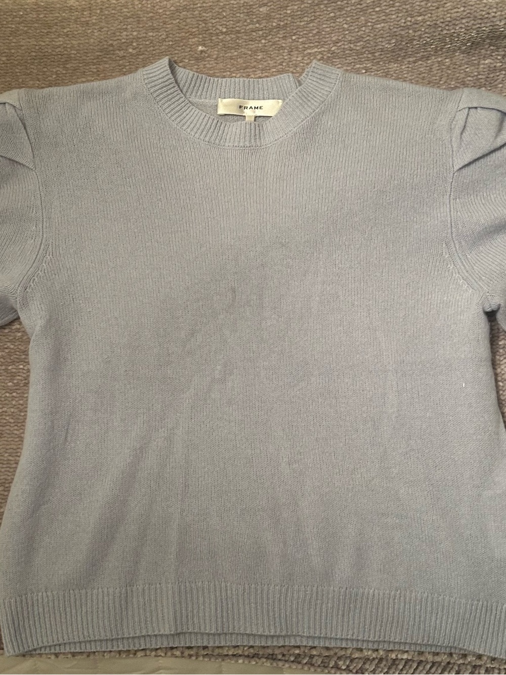 Frame Denim Pale Blue Puff Sleeve Knit Tee